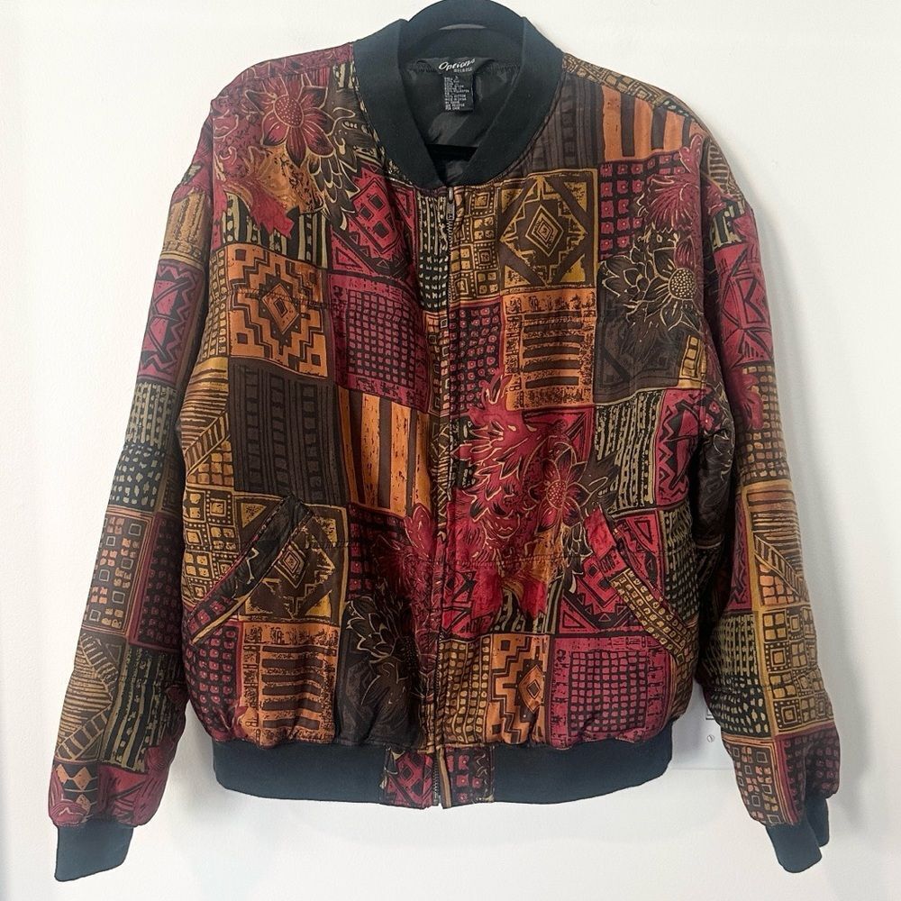 Options Melrose Vintage Silk Multicolored Bomber Jacket L